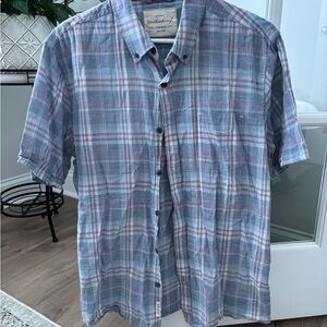 Blue and White Plaid Men's Shirt